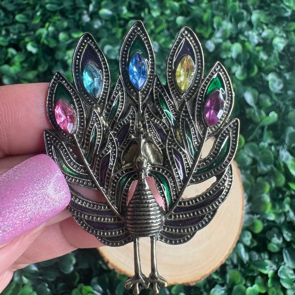 Colorful Peacock Brooch
